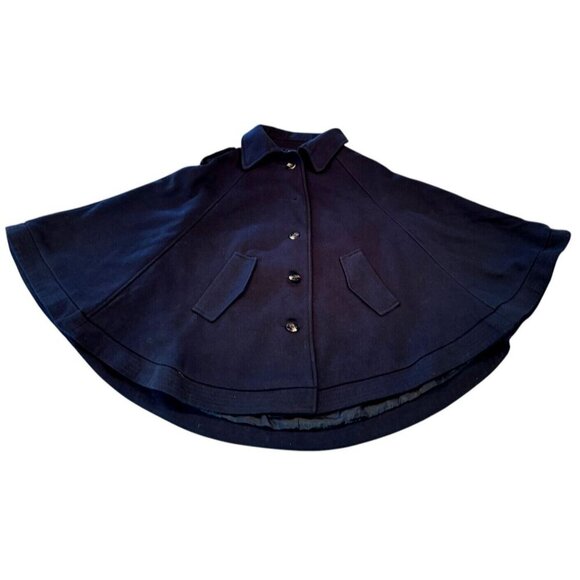Toska Women's Navy Blue Button Down Cape Poncho Collared Coat‎ Jacket Small - Picture 9 of 13